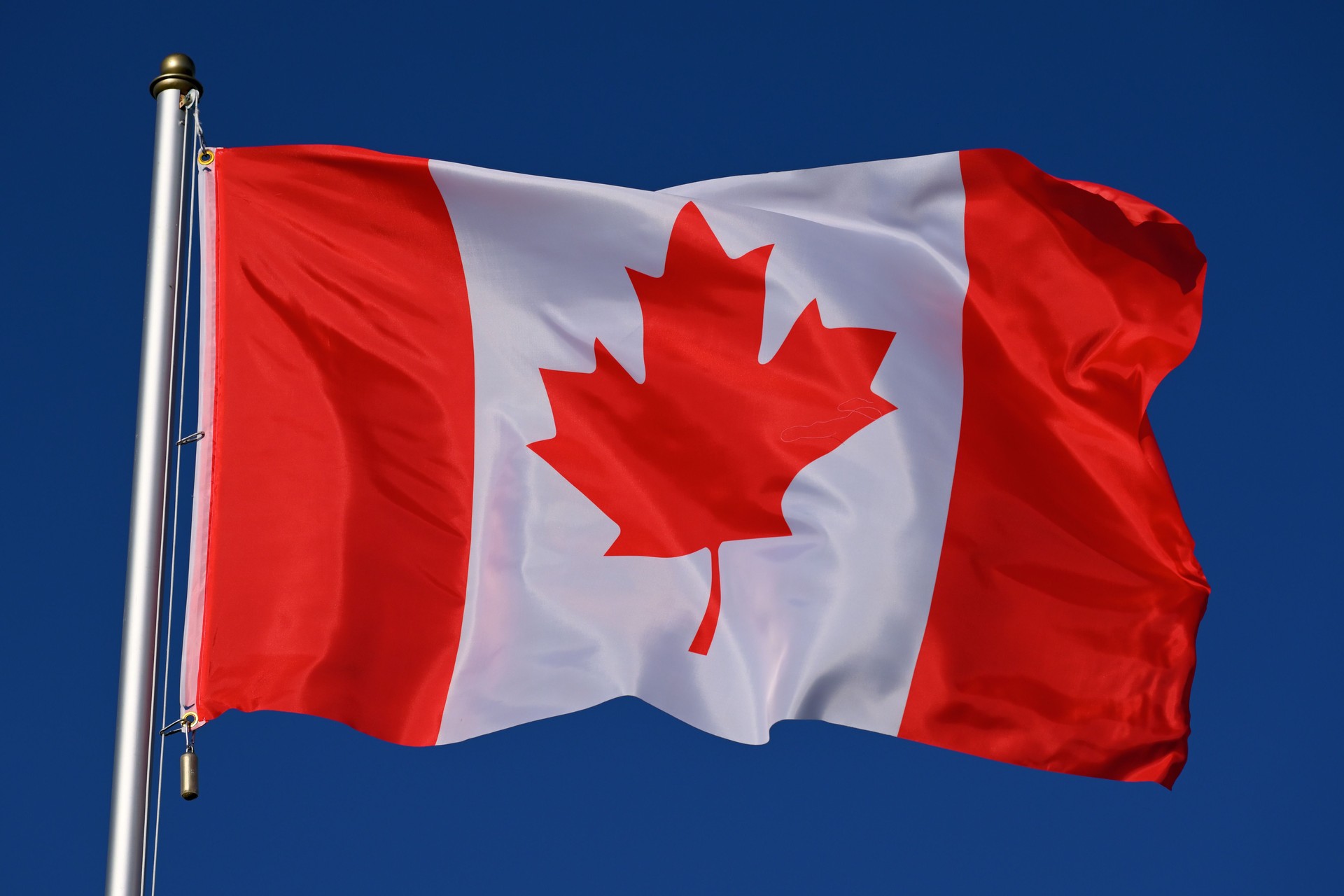 Close-up of the national flag of Canada